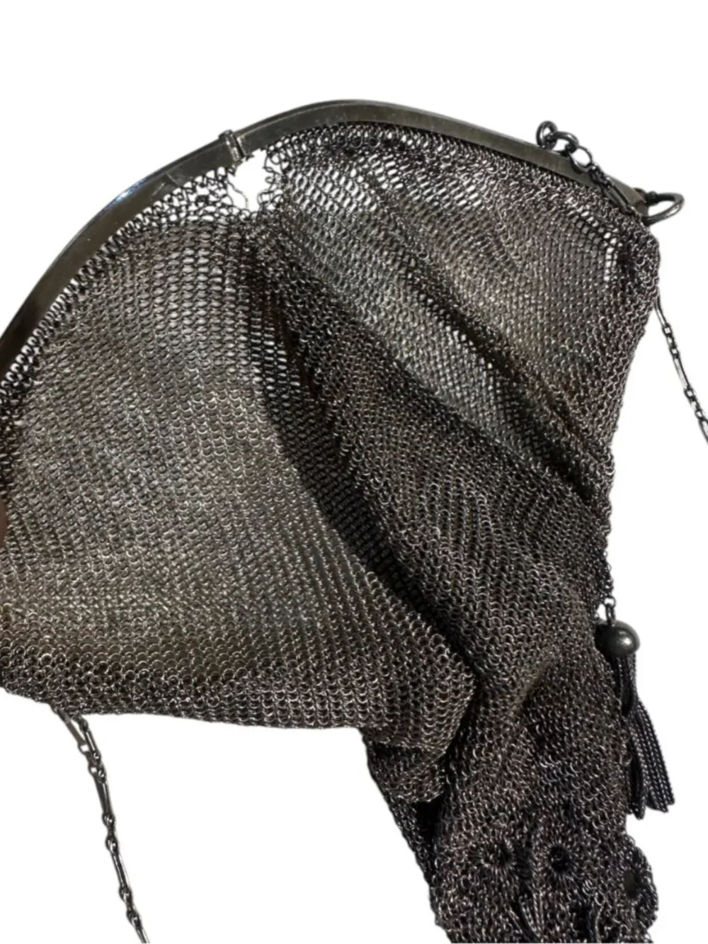 Antique 1900-1920s Sterling Silver Mesh Evening Bag